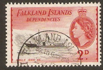 Falkland Islands Depend. 1954 2d Black and rose-red. SGG29.